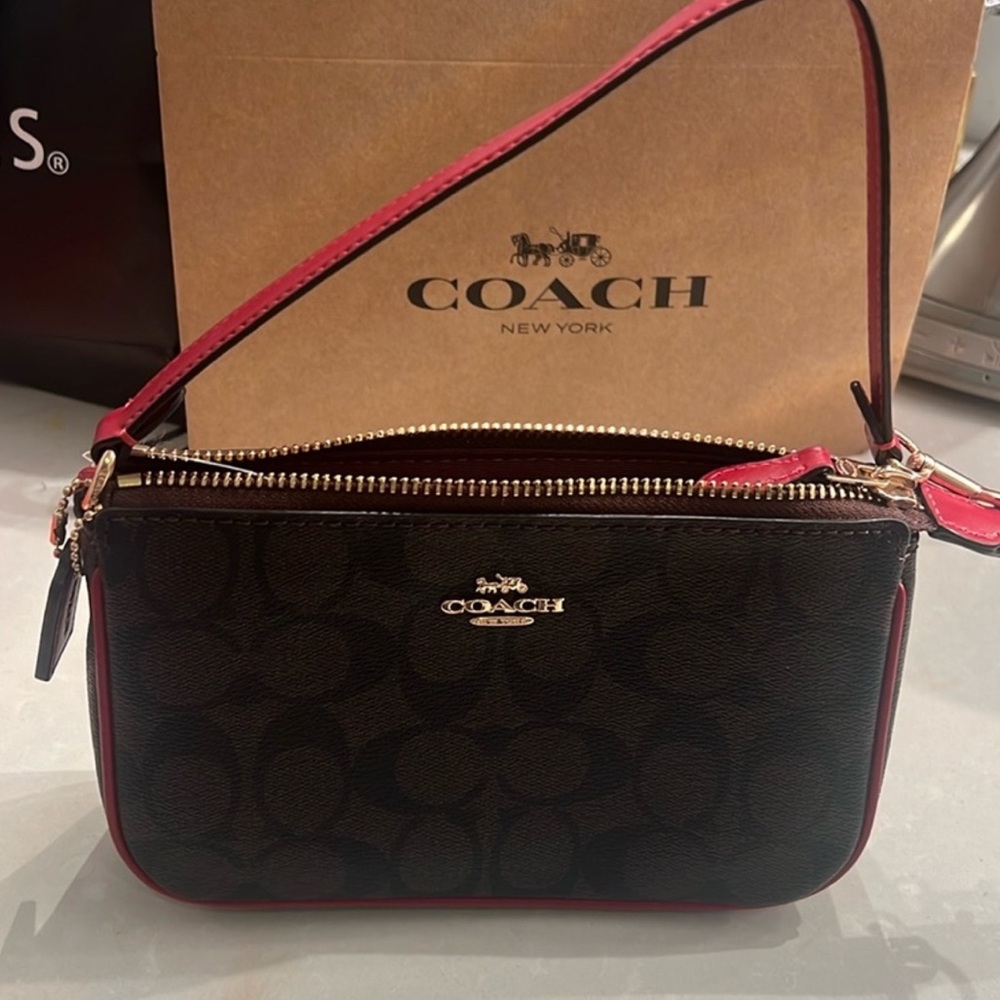 Coach Nolita 19 Black and Red Canvas Clutch